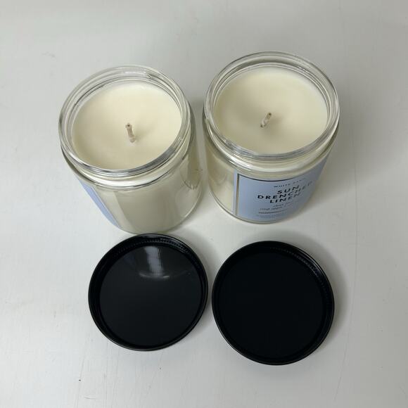 BATH & BODY WORKS Candle Sun Drenched Linen Single Wick 7oz Scented Lot Of 2 - Picture 3 of 4